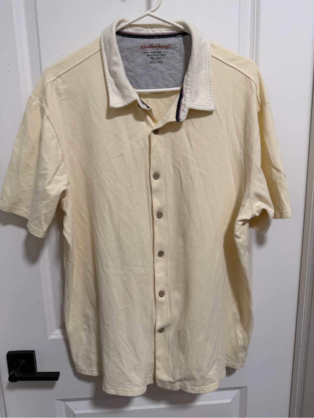 Weatherproof Cream Short Sleeve Button-Up Polo Shirt